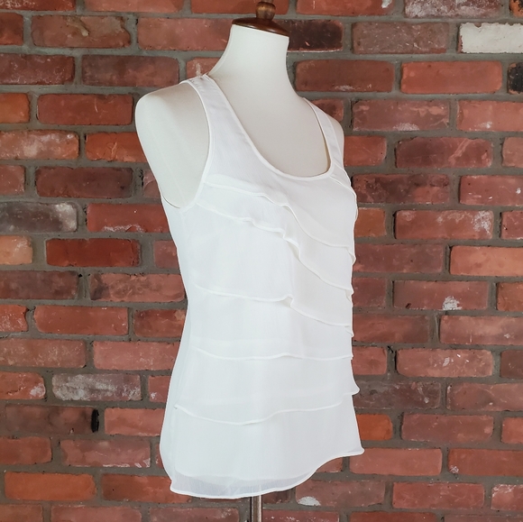 Boston Proper White Ruffle Tank Top - Picture 5 of 10